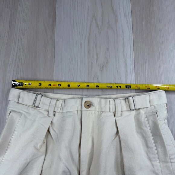 After Pray Mens Ivory Waistband Belted Pleated Straight Leg Chino Pants Large - Picture 12 of 14
